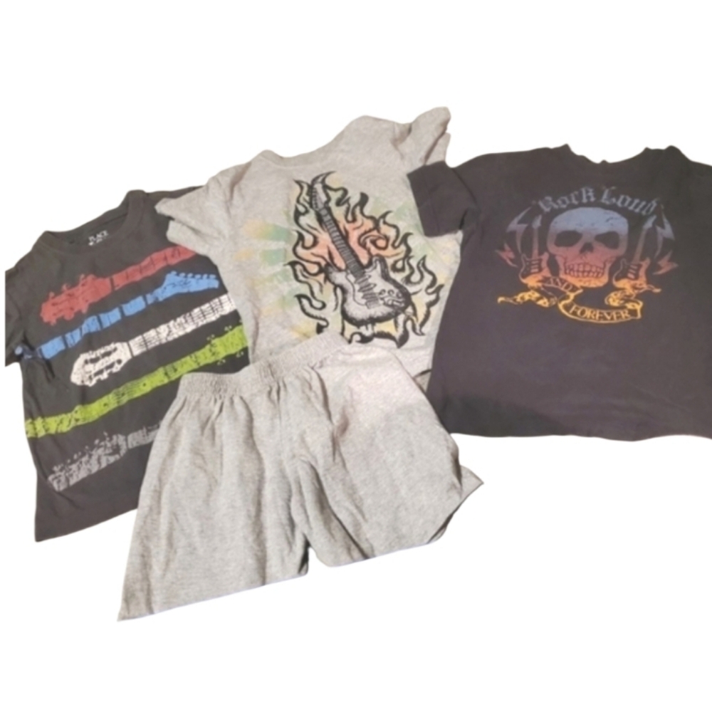 Guitar rock tee lot and grey shorts